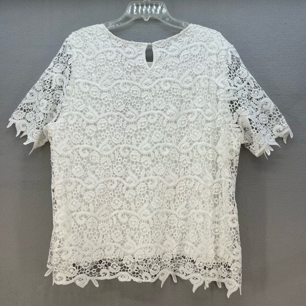 NWT Philosophy Top Women's XXL White Lace Crochet Look Lined Feminine - Picture 9 of 12